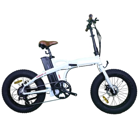 Glarewheel 20 in. Folding Electric Fat Tire Bicycle, White GWEB-REWH
